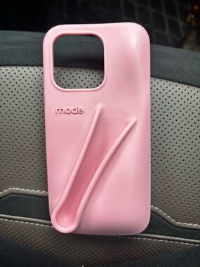 RHODE Pink Silicone Phone Case with Integrated Lip Gloss Holder
